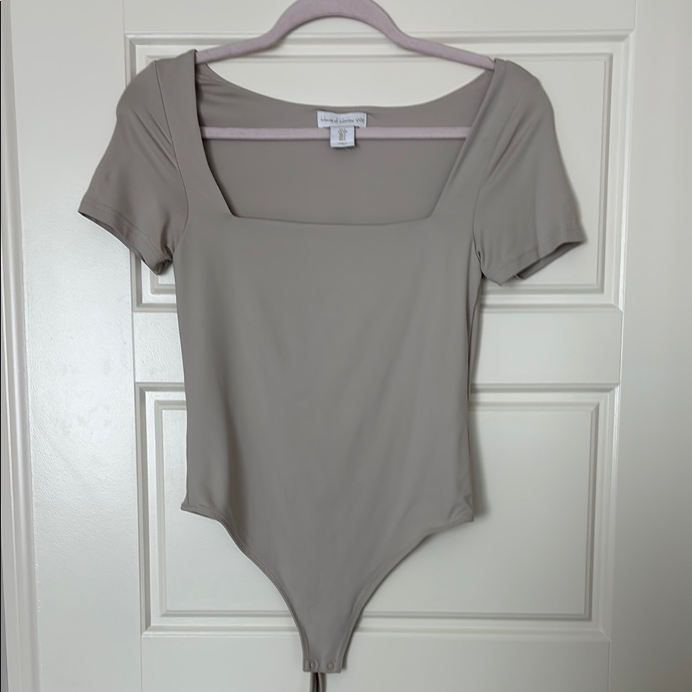 House of Harlow Taupe Square Neck Bodysuit